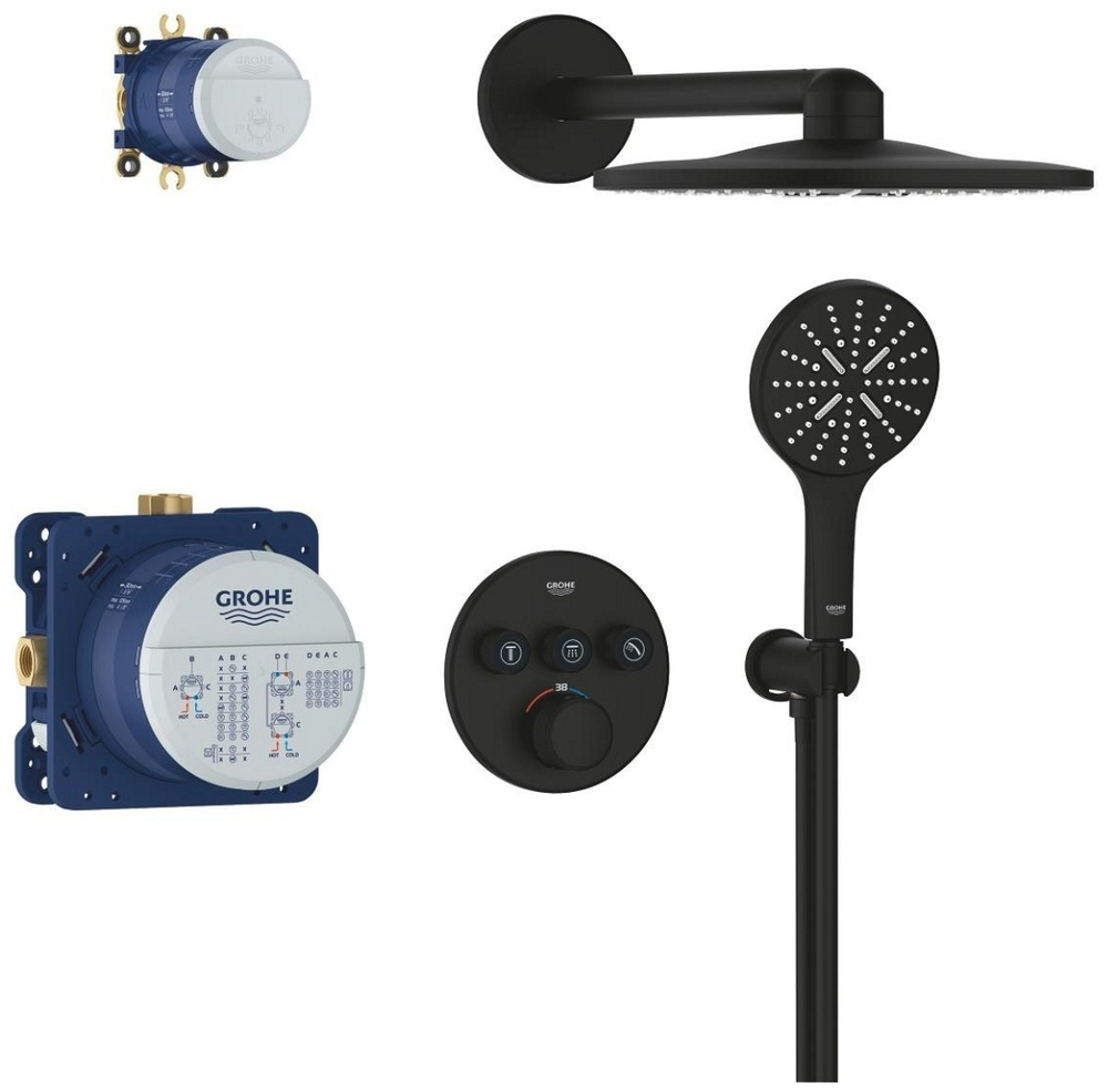 Набор для комплектации душа GROHE Grohtherm SmartControl: встраиваемый термостат, SmartBox, верхний душ, ручной душ, ограничитель расхода, фантомный ч