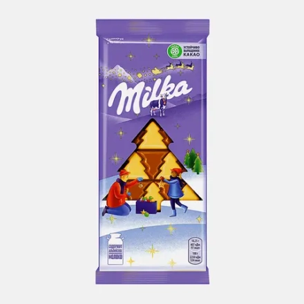 Шоколад молочный с белым Елочка Milka 73г