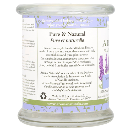 Aroma Naturals, Soy VegePure®, свеча из 100% натурального соевого масла, Tranquility, лаванда, 260 г (8,8 унции)