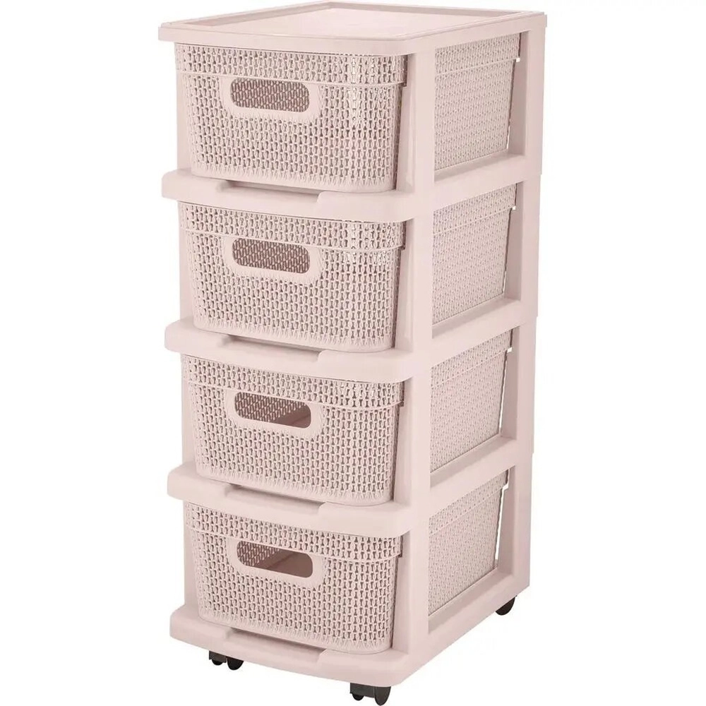 Комод Keeplex Ajur с корзинами на колесиках четырехсекционный компакт 37х73см бежевый т