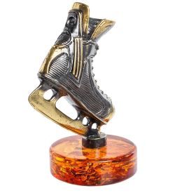 Народные промыслы AM-1335 Фигурка «Хоккей - спорт сильных» (латунь, янтарь)