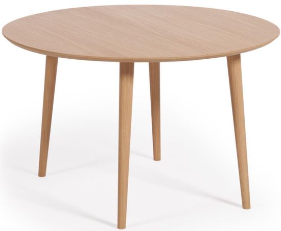 Раздвижной стол Oakland из МДФ с дубовым шпоном и ножками из массива каучука Ø120(200)x120 Испания 