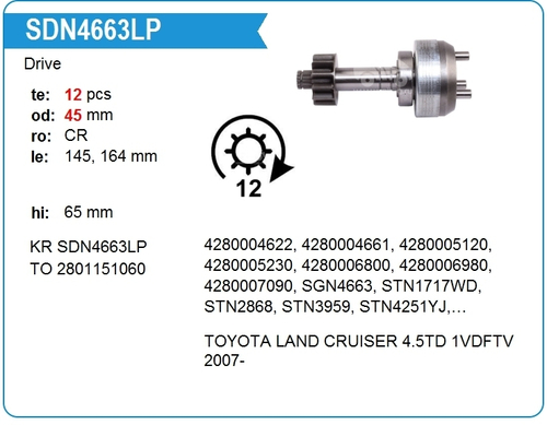 Бендикс стартера Toyota Tundra, Land Cruiser