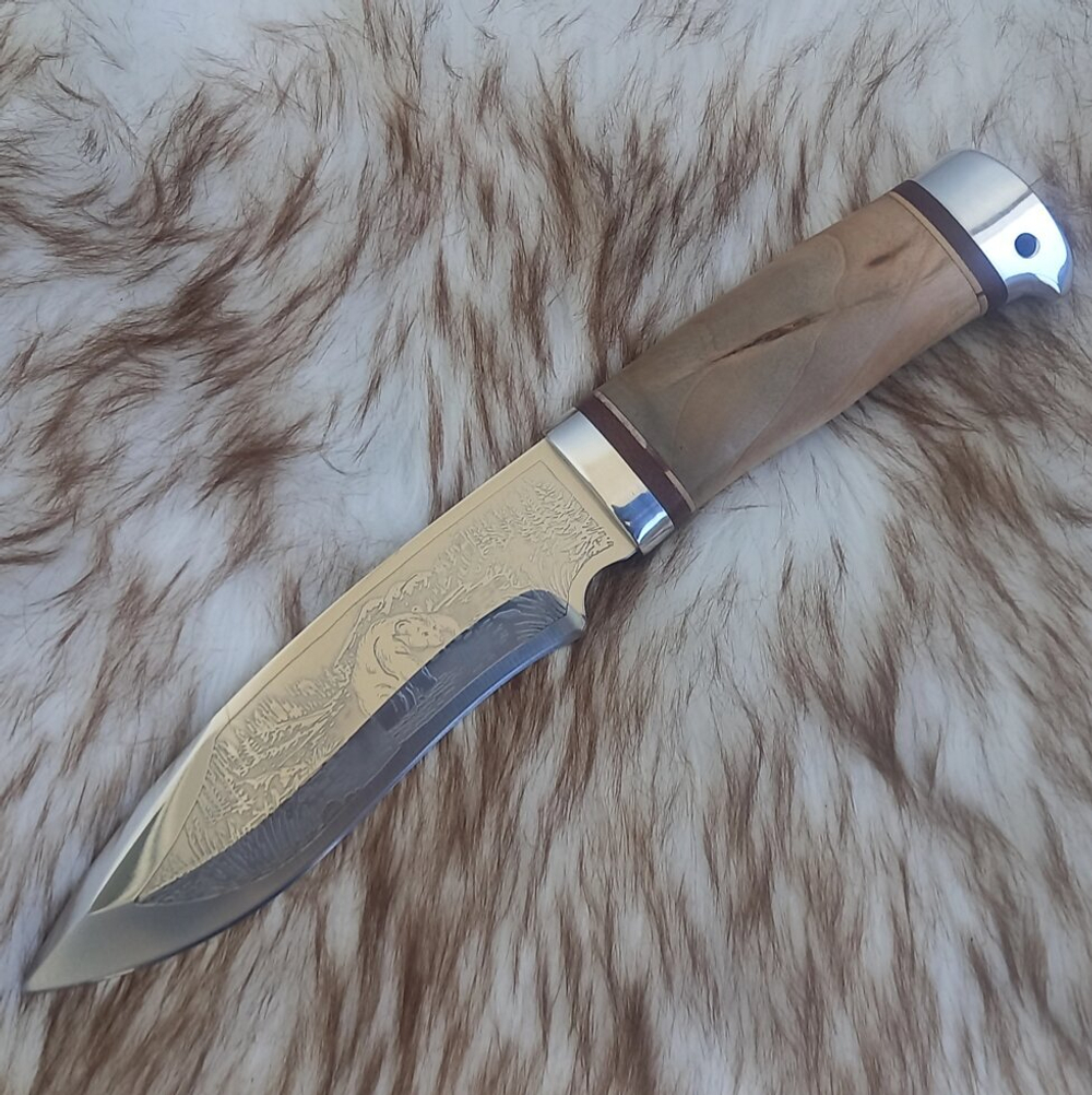 Охотничий нож НС-30А (40Х10С2М) гравировка, алюминиевые вставки (Златоуст)