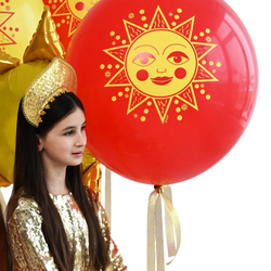 Шар с рисунком 24" Солнце красный