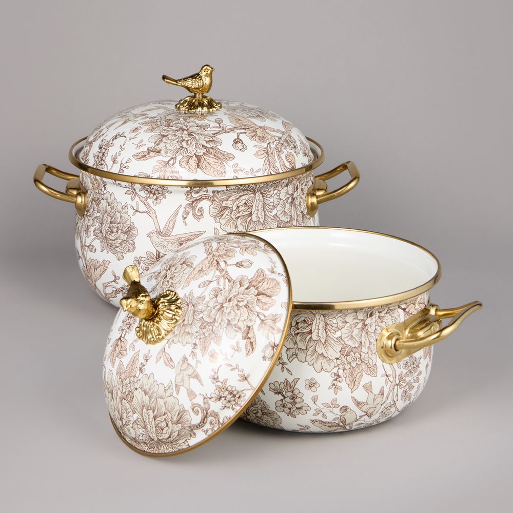 НАБОР КАСТРЮЛЬ AGNESS ЭМАЛИРОВАННЫХ СЕРИЯ "ROYAL GARDEN", 4ПР. 2,1Л И 3,8Л