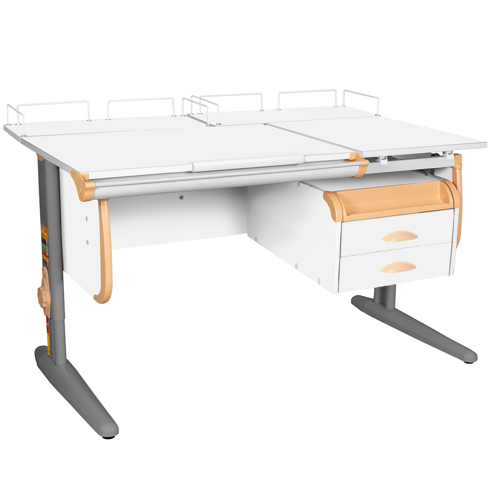 Растущая парта Дэми СУТ 25 с задними полками СУТ.15.210 и навесной тумбой (1200×880 мм)