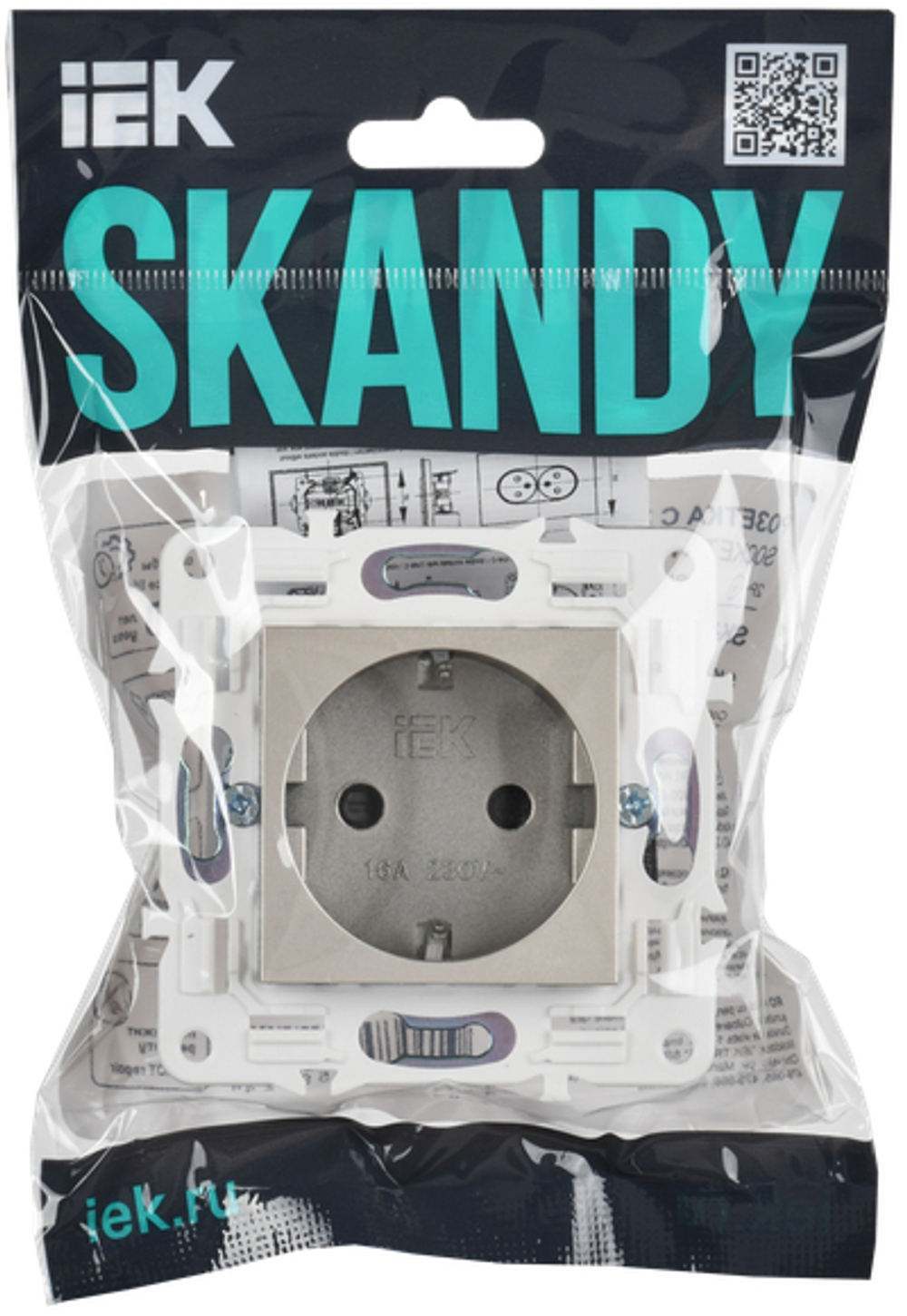 SKANDY Розетка с заземлением с защитными шторками 16А SK-R04Sh шампань IEK
