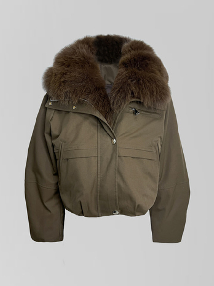 Куртка-парка 2532 укороченная со съемным воротником из меха