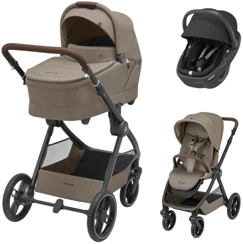 Коляска детская Maxi-Cosi Oxford Plus 3 в 1 с автокреслом Coral 360 Essential black 1978470110 Twillic Truffle/Трюфель