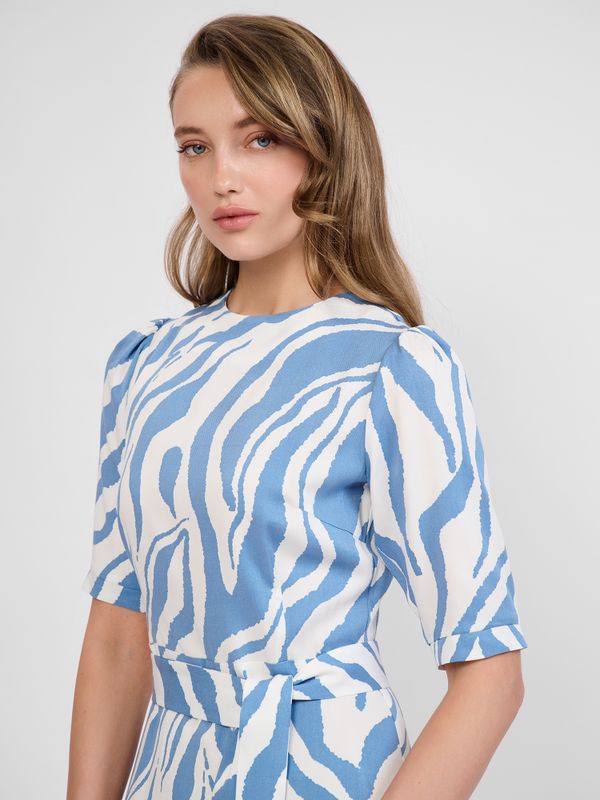 ГОЛУБОЕ ПЛАТЬЕ С ПРИНТОМ ЗЕБРА
