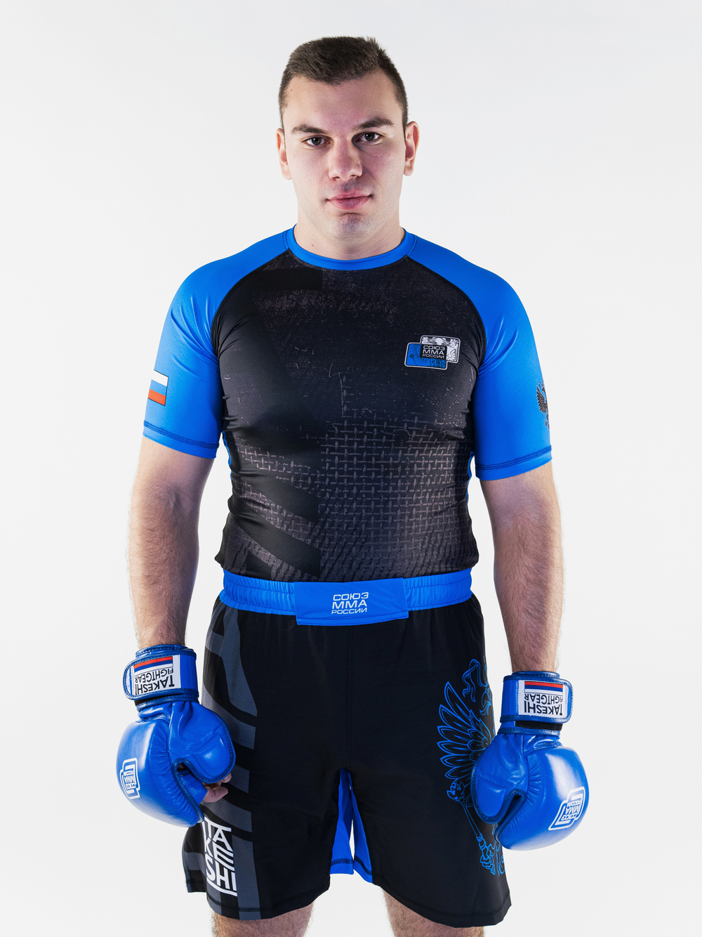 Рашгард с коротким рукавом TFG Союз ММА России Детский (Lite) (черный-синий)