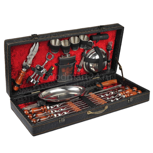 Набор шампуров Элит Дипломат в коробе кожзам 6 шампуров