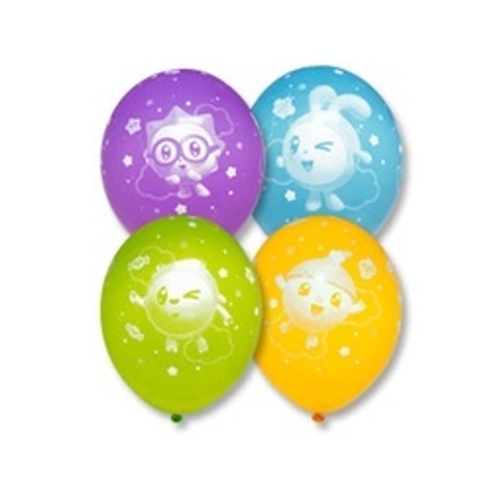 Шар (14"/36 см) Шелкография пастель, Малышарики 1 ДР 25 шт.