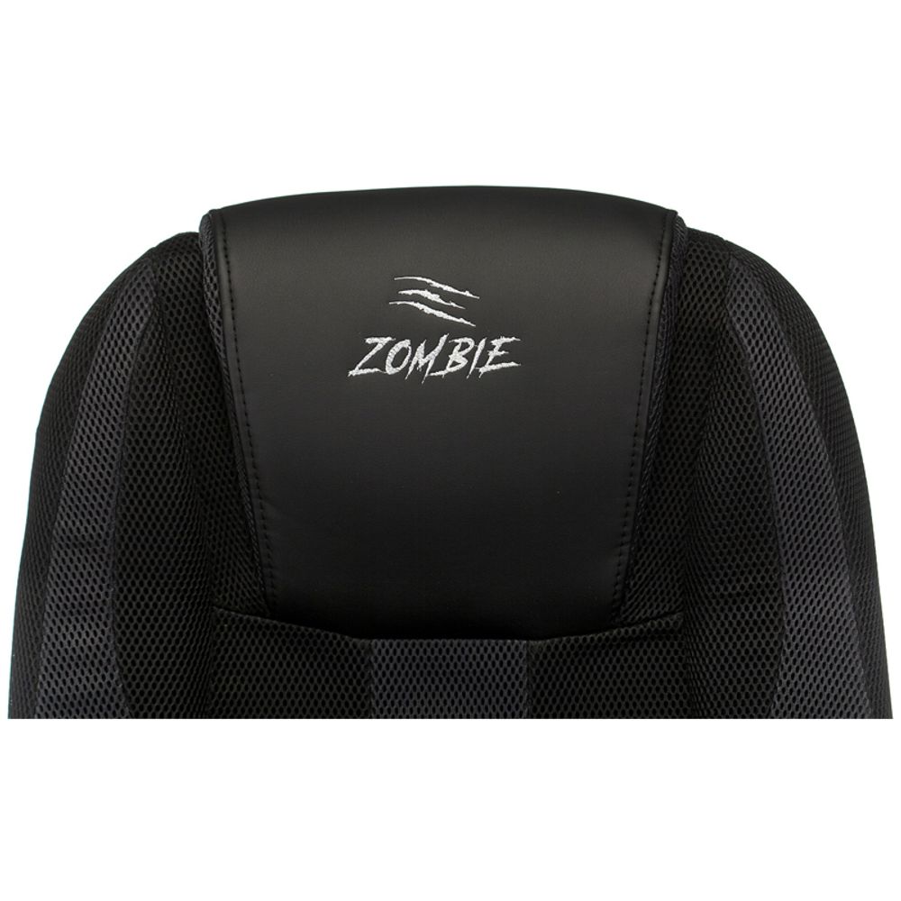 Кресло игровое ZOMBIE 9/BLACK, PL, ткань/экокожа черная, топ-ган (до 180кг)