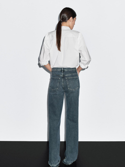 Massimo Dutti Джинсы клеш со средней посадкой, средне-синий