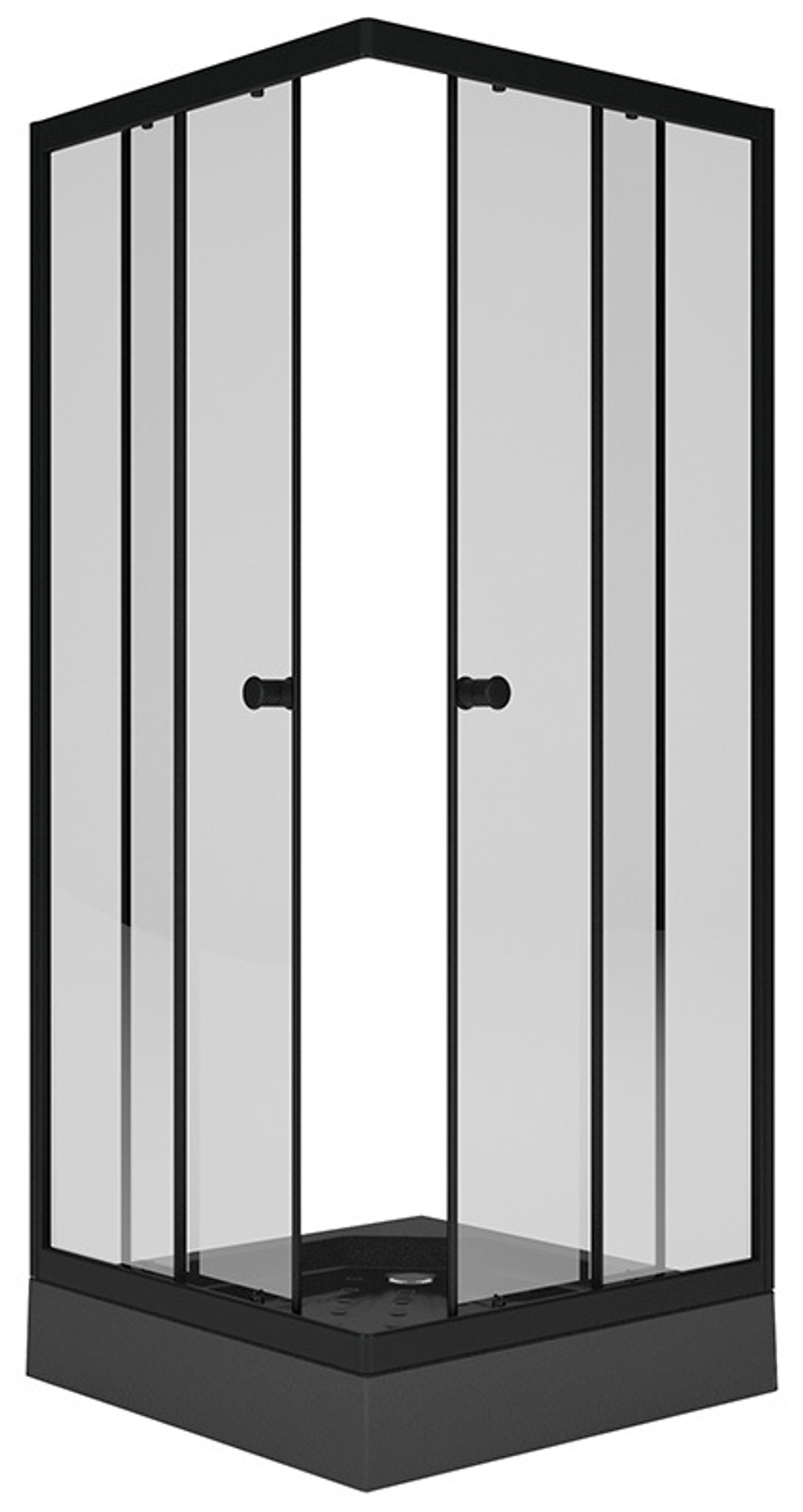 Душевой уголок Melodia Square 800х800х1750 прозрачное стекло, черный профиль (MCNSQ8080TBk)