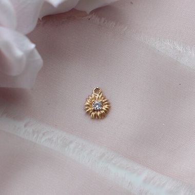 Подвеска Цветок с фианитом 8 мм, позолота, П316