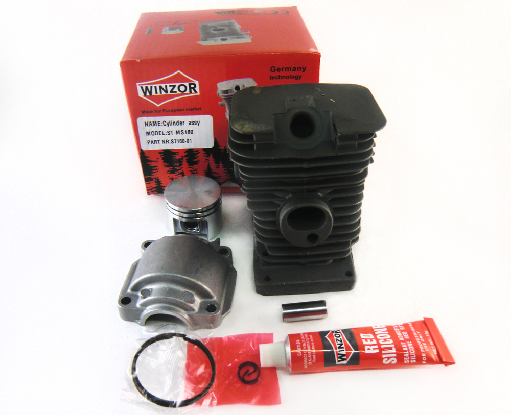 Поршневая группа б/п Stihl MS-180 (D:38-мм, + поддон, герметик) [Winzor]