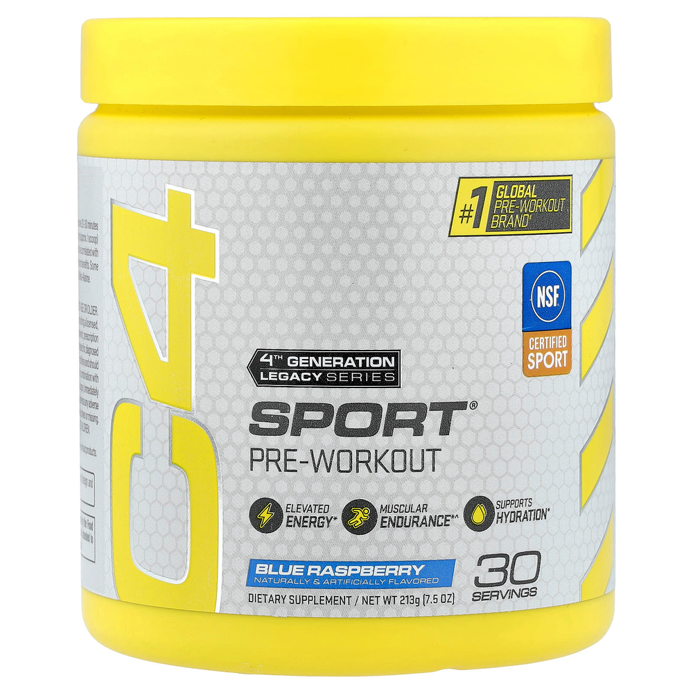 C4 / Cellucor, C4 Sport, предтренировочный, голубая малина,  213 г (7.5 унций)