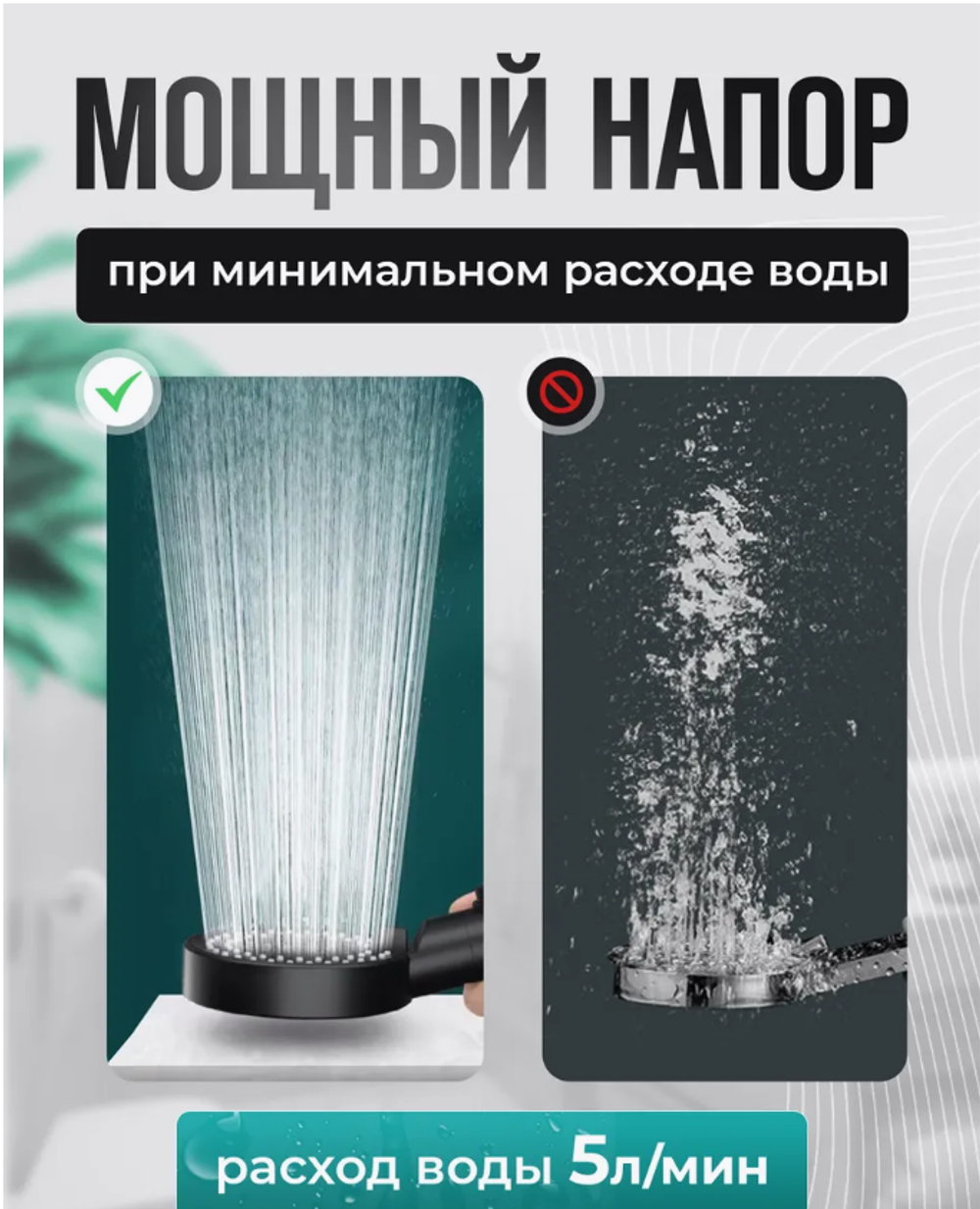 Лейка для душа в наборе с держателем и шлангом