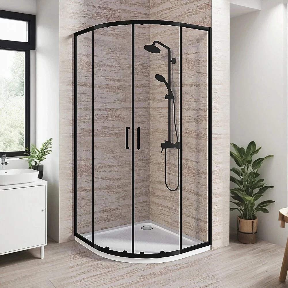 Душевой уголок Good Door Lite 100х100 ЛТ00026 стекло прозрачное/профиль черный матовый