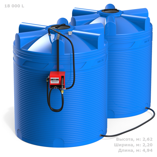 Мини АЗС Cube V 18 000 комплектация: топливозаправочная колонка Cube 56/33, два бака по 9000л, крепеж и соединия Полимер-Групп PIUSI 18000 л. вертикальная (4941x2200x2620см;) - арт.559164