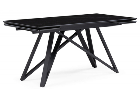 Керамический стол Woodville Вилсон 140(200)х80 черный мрамор shakespeare black, черный, ножки черные