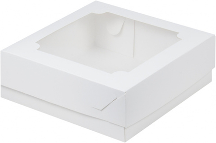 Коробка для зефира с окном белая 20*20*7 см 50 шт