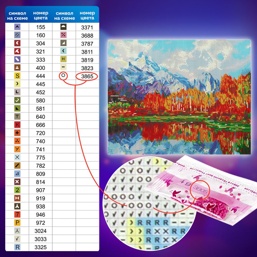 Картина стразами (алмазная мозаика) 40х50 см, ОСТРОВ СОКРОВИЩ "Осень в горах", без подрамника, 662581