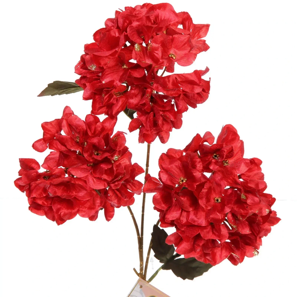 Искусственные цветы «FLOWERS GLAMOUR» 70см Гортензии 3 цветка красные