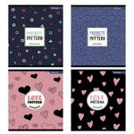 Тетрадь 36 л., А5, клетка, Alingar " Орнамент", скрепка, второй блок, мелованный картон (стандарт), 4 дизайна в пленке т/у