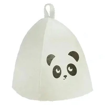 Шапка банная детская «Классическая» серая с шелкографией «Панда» (без упаковки)