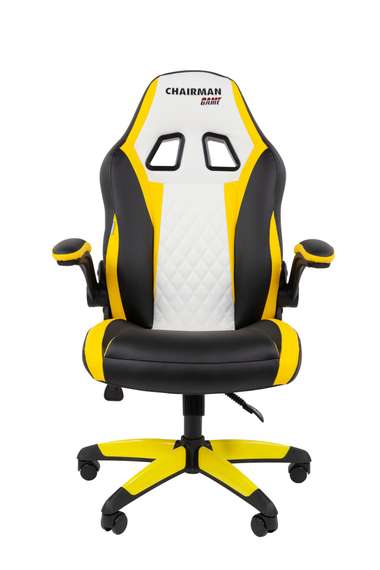 Офисное кресло Chairman Game 15 Россия экокожа черный/желтый/белый