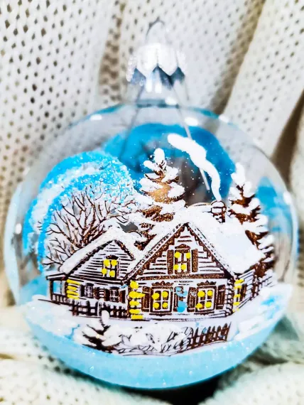 Стеклянный шар Воздушный пейзаж 80 мм., в подарочной упаковке, Коломеев(КУ-80-214005)