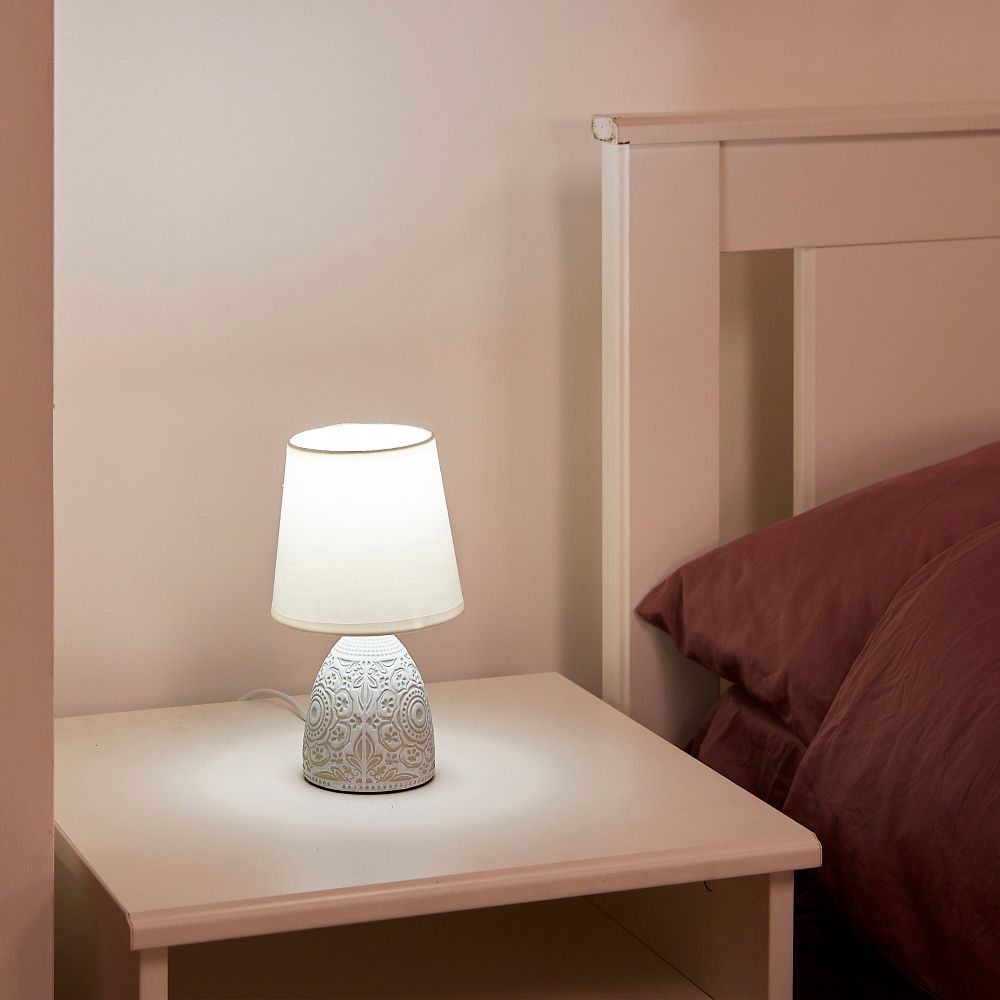 UML-B301 E14 LIGHT GREY Светильник настольный декоративный под лампу Е14. 40W. Механический выключатель. Светло-серый. ТМ Uniel