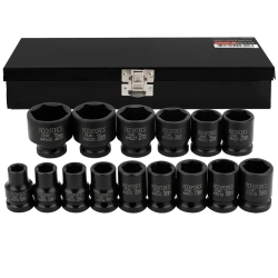 Набор головок ударных, 15пр. 1/2''6гр.(10,12,13,14,15,16,17,18,19,21,22,24,27,30,32мм),в метал. Кейсе RockForce##Rock FORCE RF-4159-5MPB