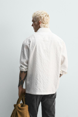 ZARA РУБАШКА В ПОЛОСКУ, БЕЛЫЙ