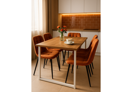 Стол деревянный Woodville Лиман 117 x 77 дуб крафт золотой, белый матовый, ножки белые