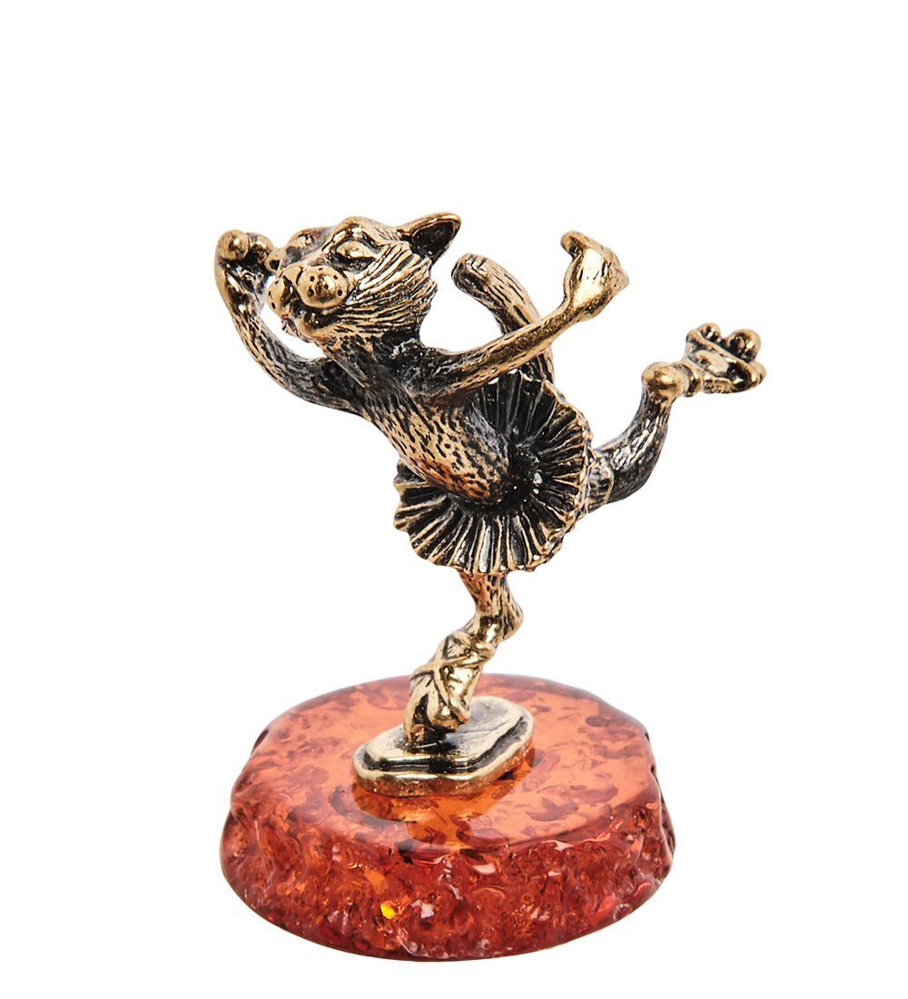 Народные промыслы AM-3068 Фигурка «Кошка Балерина» (латунь, янтарь)