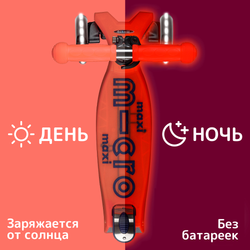 Самокат Maxi Micro Deluxe Glow (светящийся) LED красное сияние