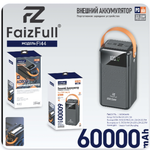 Внешний аккумулятор FaizFull FL44 60000mAh PD22.5W+QC3.0,3A,Type-C/Lightning+2xUSB+2 встр.каб. Black