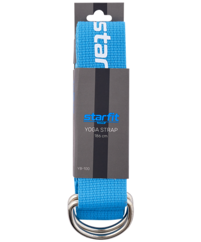 Ремень для йоги YB-100 183 см, хлопок, синий пастель