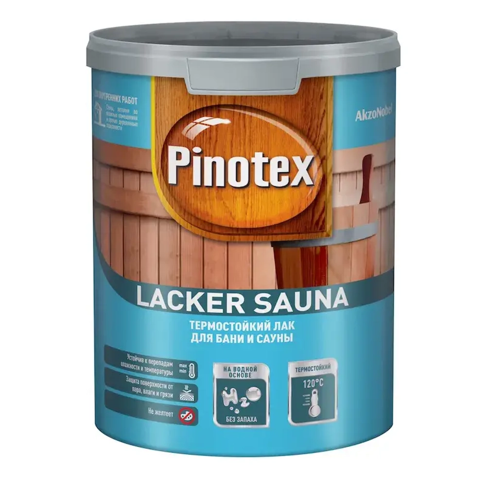 Лак для бань и саун на водной основе Pinotex Lacker Sauna 20 полуматовый 1 л.