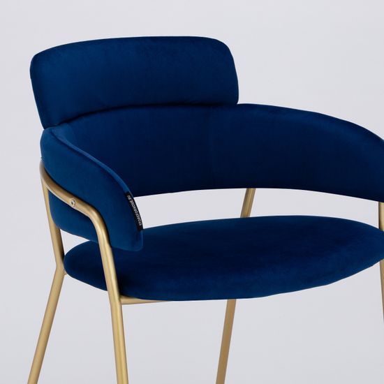 Стул Strike синий велюр с золотыми ножками