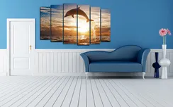 Модульная картина "Дельфин на закате"