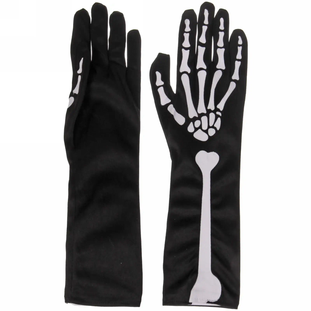 Перчатки карнавальные «Скелет» удлиненные, черный