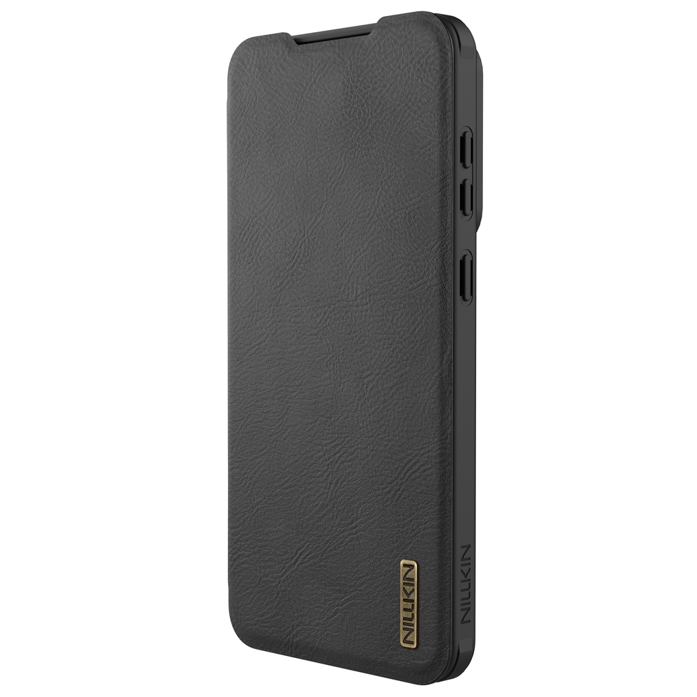 Кожаный чехол книжка от Nillkin для смартфона Samsung Galaxy S25 Edge, серия Qin Pro Leather с сдвижной защитной шторкой для камеры