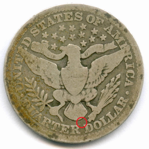1/4 доллара 1909 (без знака - Philadelphia). США. Четвертак Барбера. Серебро F