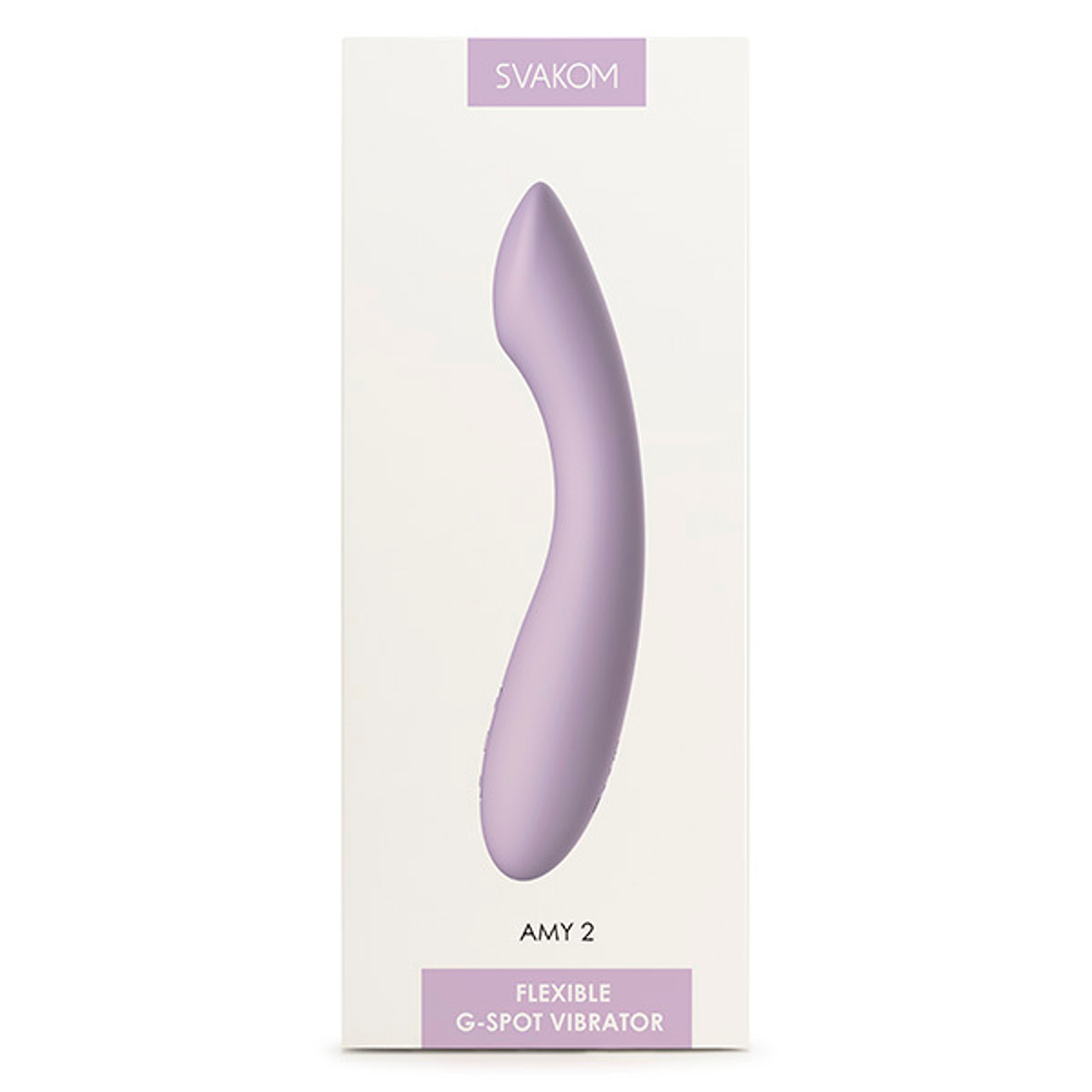 Сиреневый изогнутый вибратор 17,4см для стимуляции точки G Svakom Amy 2 Strong Flexible G-Spot Vibrator SUV-02C-PL